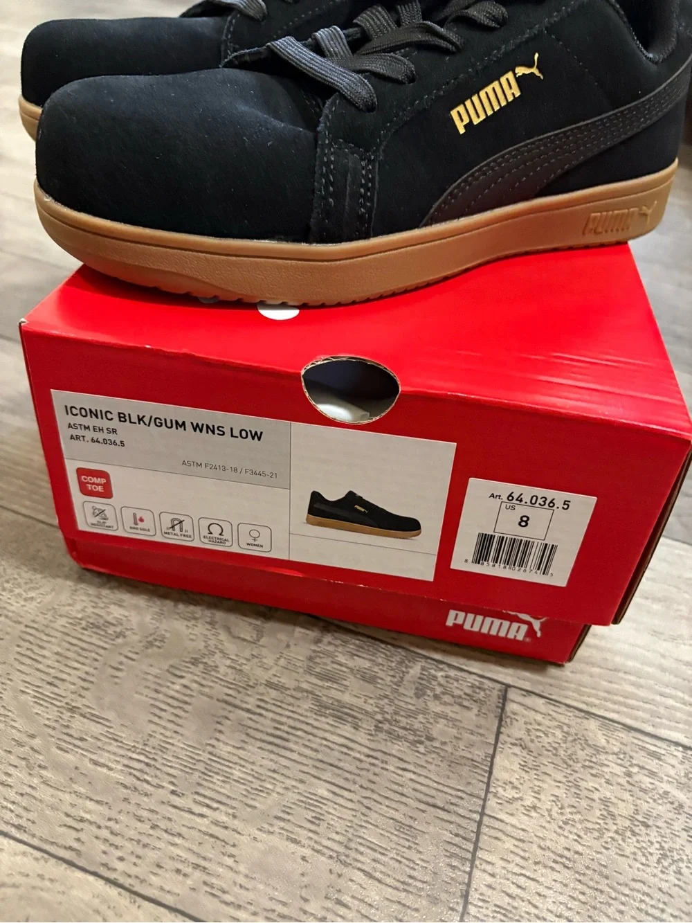 Puma Black Composite Toe Safety  Sneakers with Gum Sole